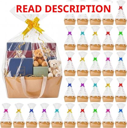 Tuanse 30 Pcs Gift Basket with Handle Brown
