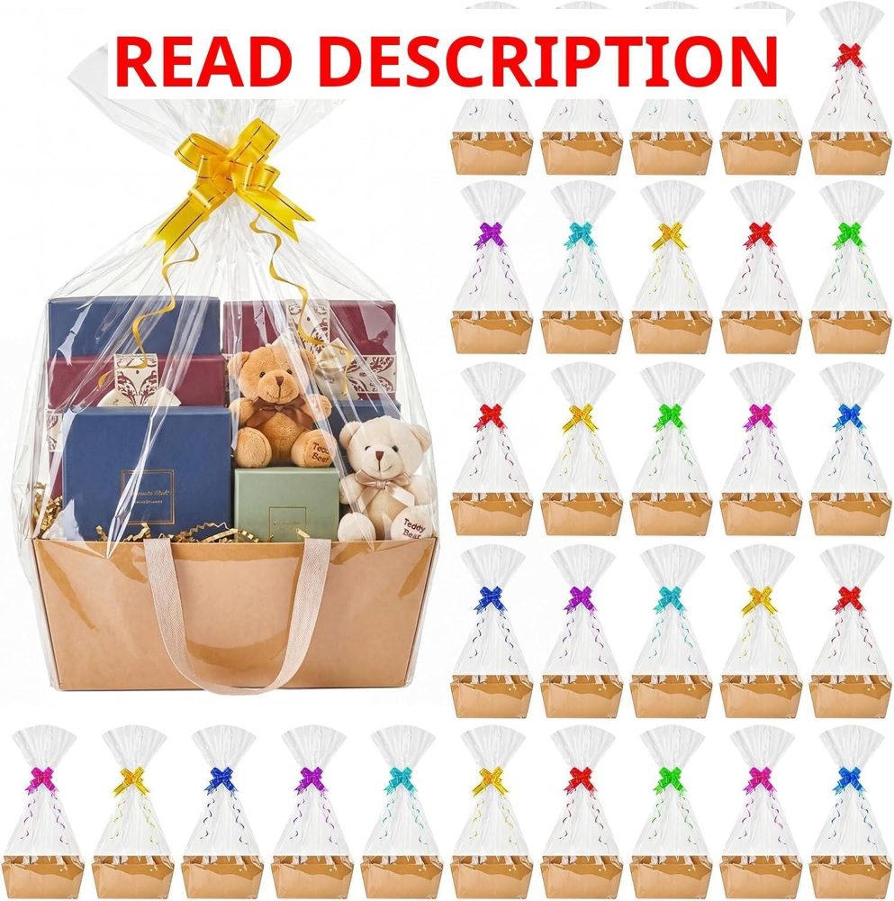 Tuanse 30 Pcs Gift Basket with Handle Brown