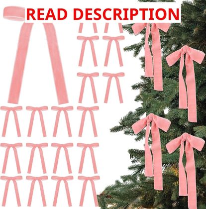 24 Pcs Velvet Christmas Bow 5x7 1" Dusty Pink
