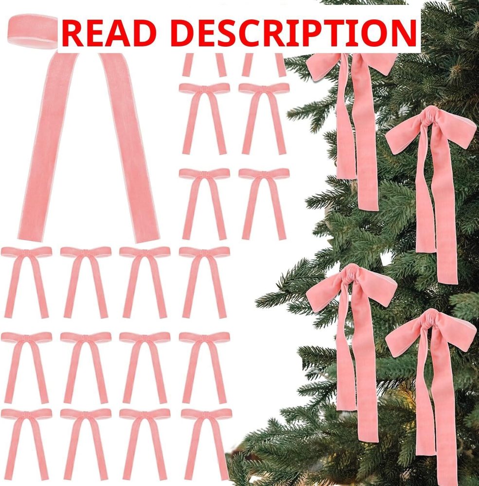 24 Pcs Velvet Christmas Bow 5x7 1" Dusty Pink