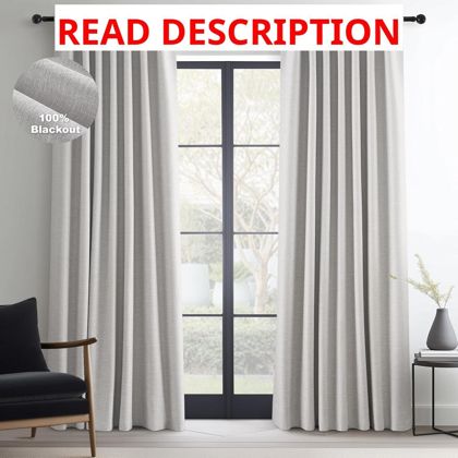 Topfinel Grey Beige Linen Blackout Curtains 52x84