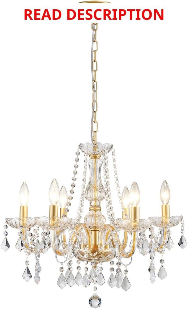 K9 Crystal Chandelier 6 Lights Gold