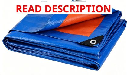Heavy Duty Waterproof Tarp 6x9Ft Blue/Orange