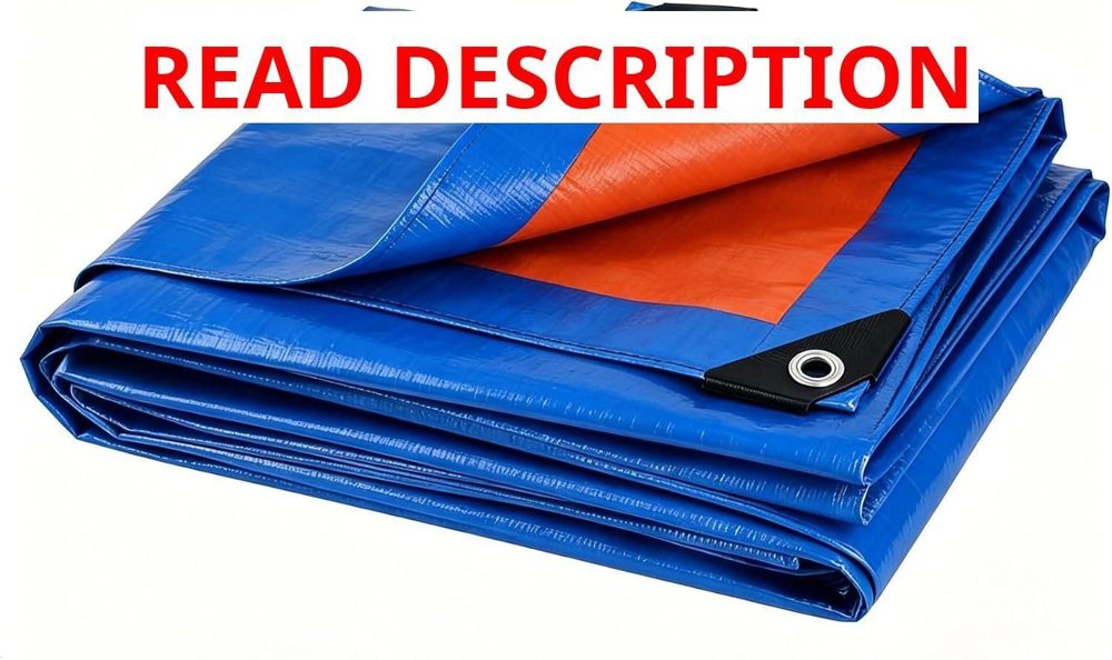 Heavy Duty Waterproof Tarp 6x9Ft Blue/Orange