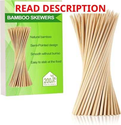 NadaKin 200 Pcs Bamboo Skewers 10" Wood Appetizer