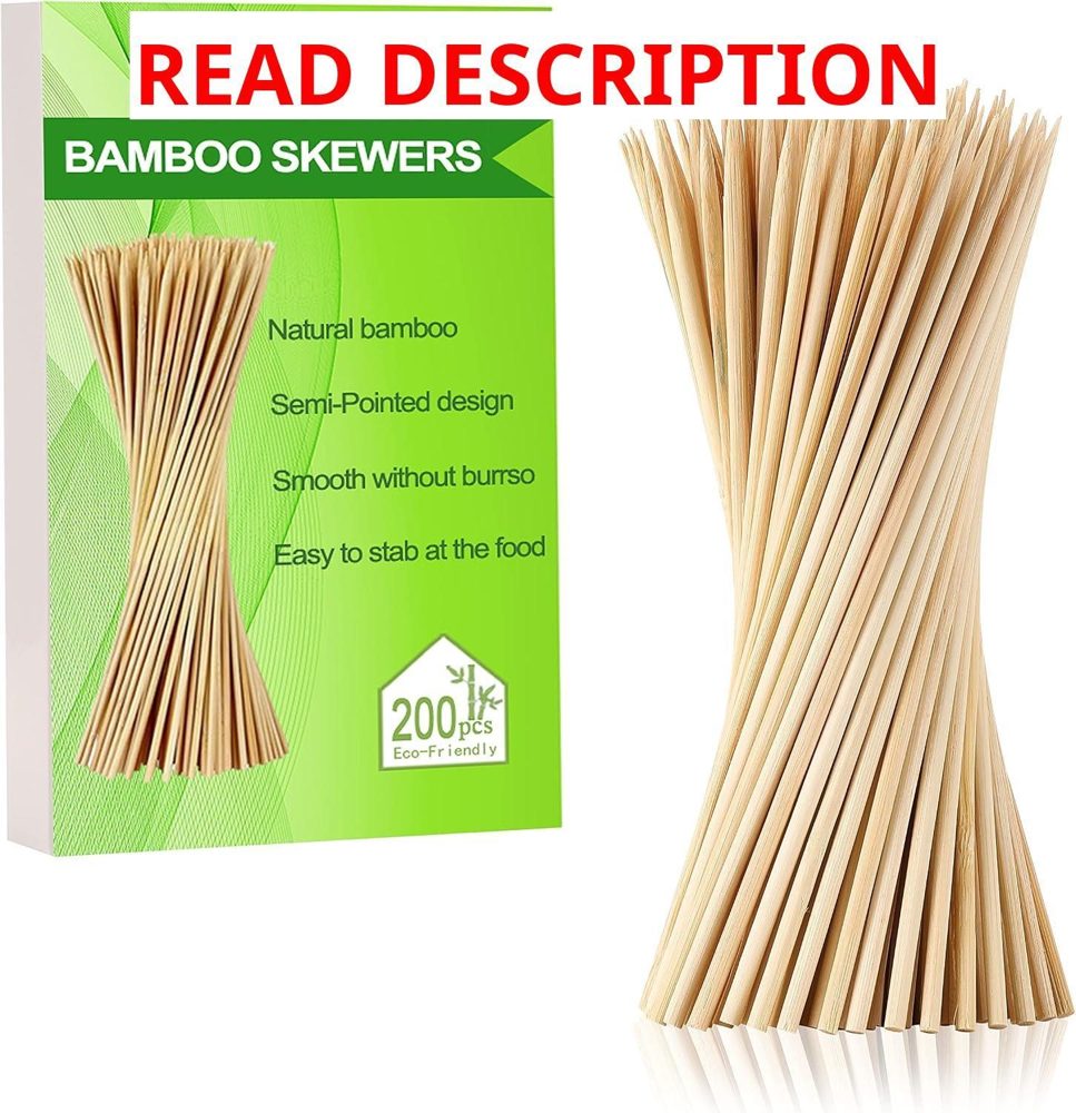 NadaKin 200 Pcs Bamboo Skewers 10" Wood Appetizer