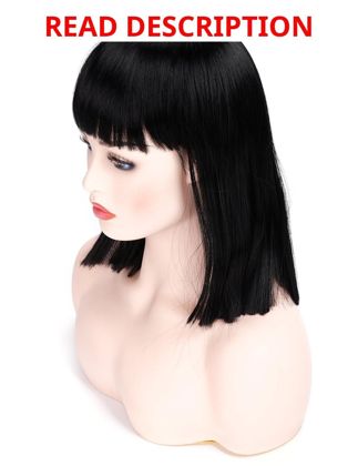 Morvally Short Black Wig with Bangs (14")