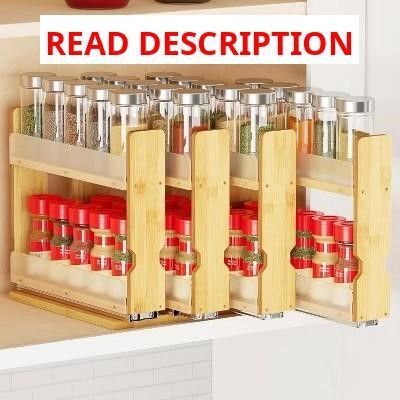 Bamboo Pull-Out Spice Rack 4 Drawer