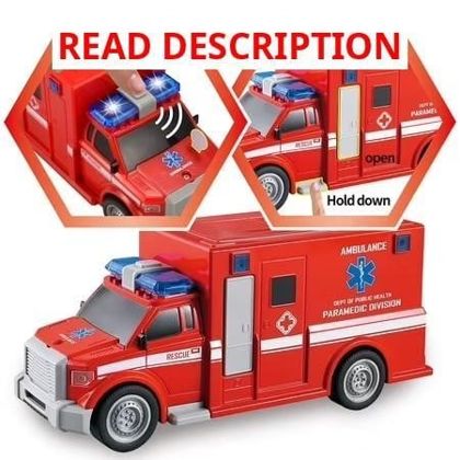 JOYIN 4Pcs 7" Vehicle Toy Set Lights Siren