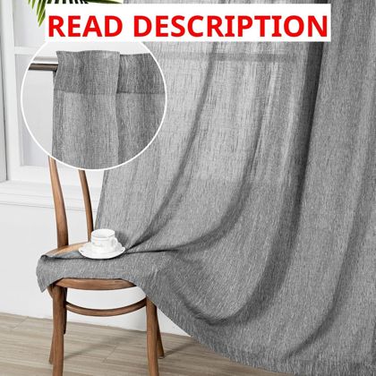 MYSKY Linen Look Curtains 50x84 Dark Grey (2)