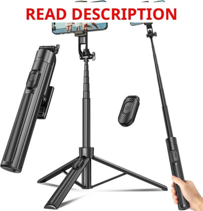Selfie Stick Tripod with Remote 63" Black