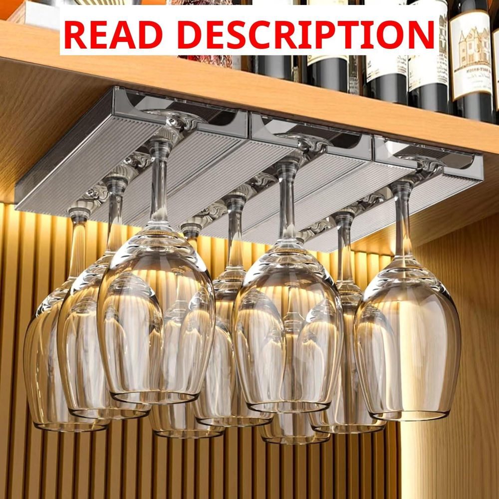 2 Pcs Wine Glass Holder Stemware Rack (Grey)