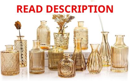 TBWIND Gold Amber Glass Bud Vases Set of 12