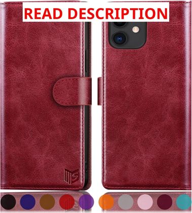 SUANPOT iPhone 11 Leather Wallet Case Red