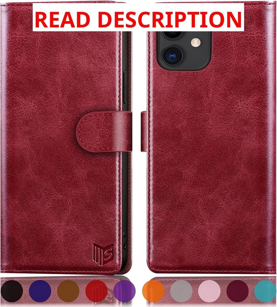 SUANPOT iPhone 11 Leather Wallet Case Red