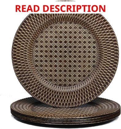 Spsyrine Faux Rattan Charger Plates Set of 6