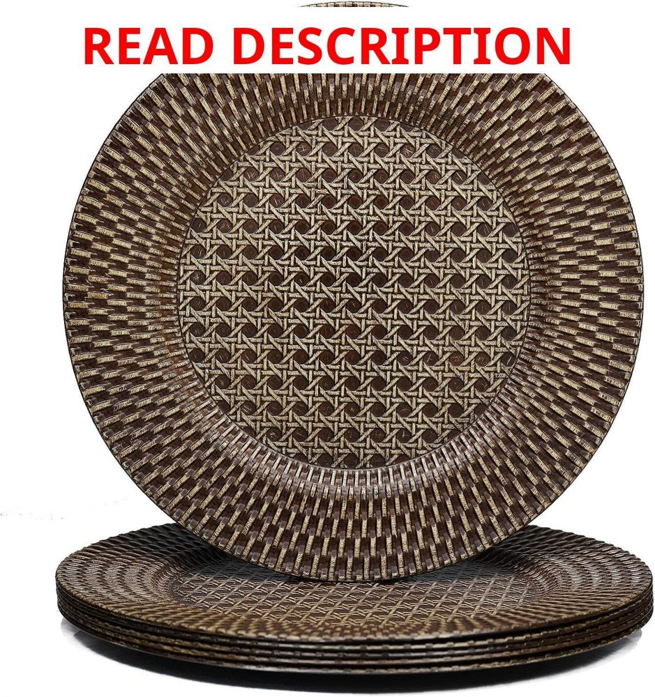 Spsyrine Faux Rattan Charger Plates Set of 6
