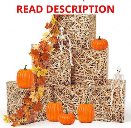 Fuutreo 15 Pcs Halloween Straw Bale Set