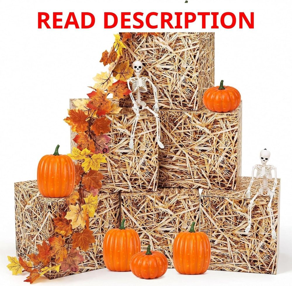 Fuutreo 15 Pcs Halloween Straw Bale Set