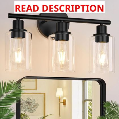 Zarbitta 3-Light Bathroom Vanity Lights Black