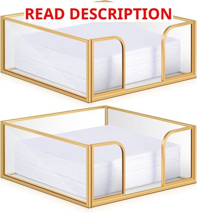 LemonRoad 2 Pcs Square Gold Napkin Holder