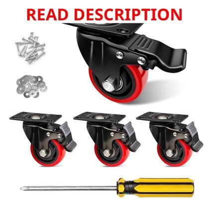 3" Caster Wheels PU Swivel 4-Pack with Brakes
