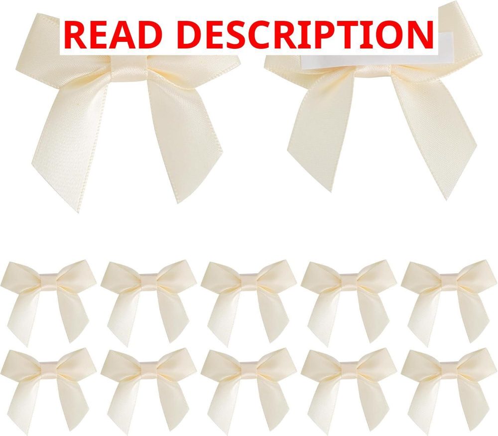 AIMUDI Ivory Satin Ribbon Bows 2" 50 PCs