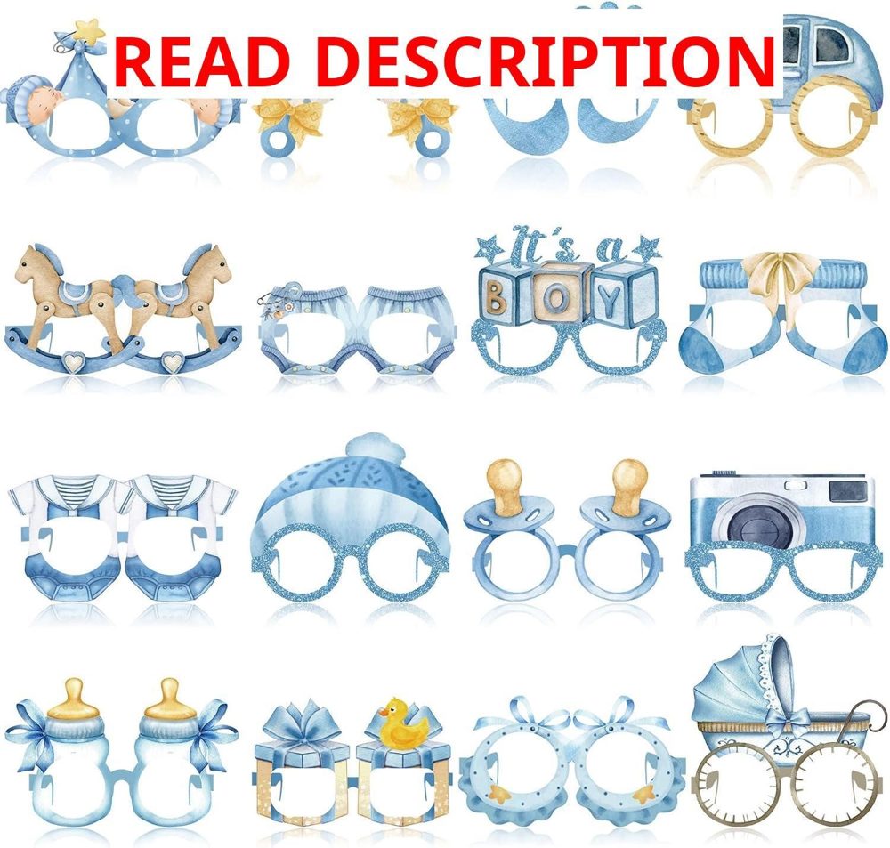 Pajean 32 Pcs Boy Baby Shower Props Glasses