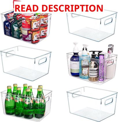 Clear Plastic Storage Bins 6 Pack Pantry