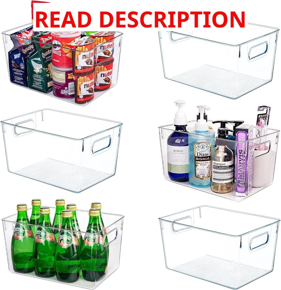 Clear Plastic Storage Bins 6 Pack Pantry