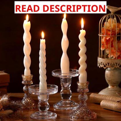 Nuanchu 4 Pcs Twisted Taper Candles White
