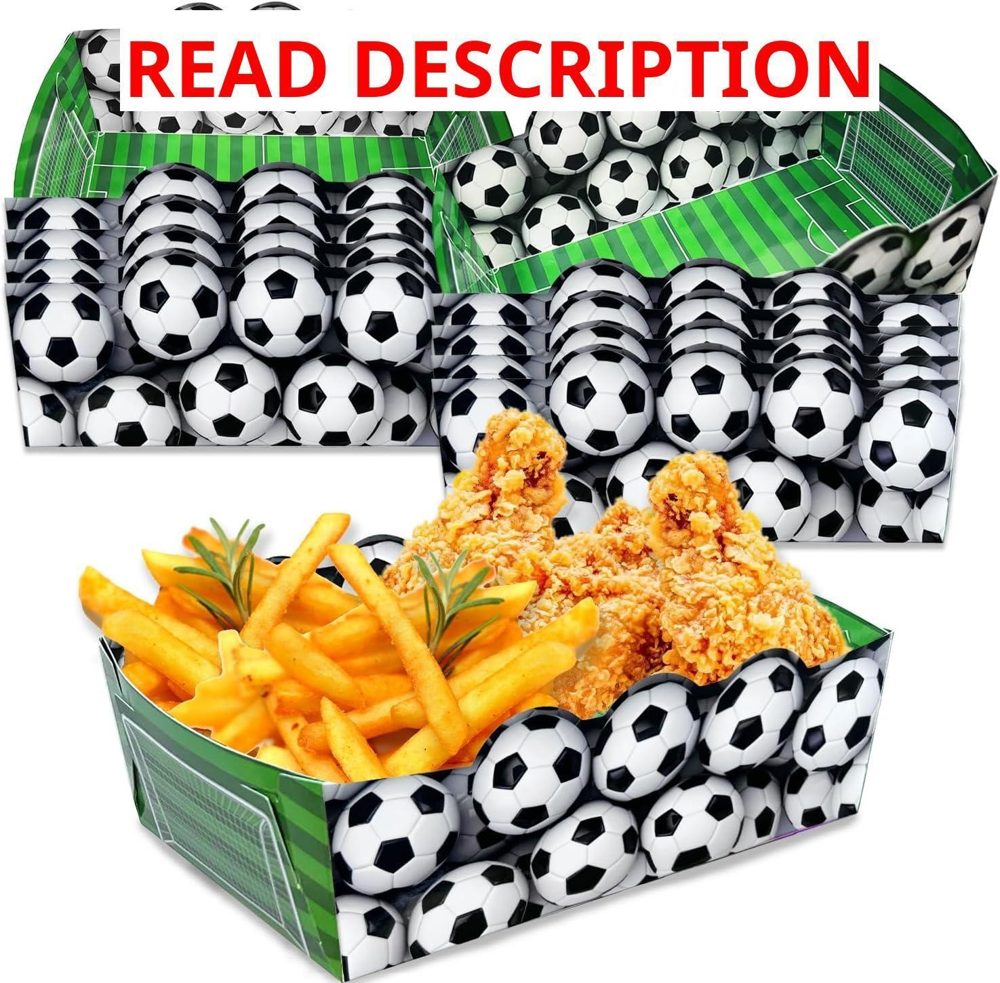 36 Pack Soccer Paper Trays - Disposable Plates