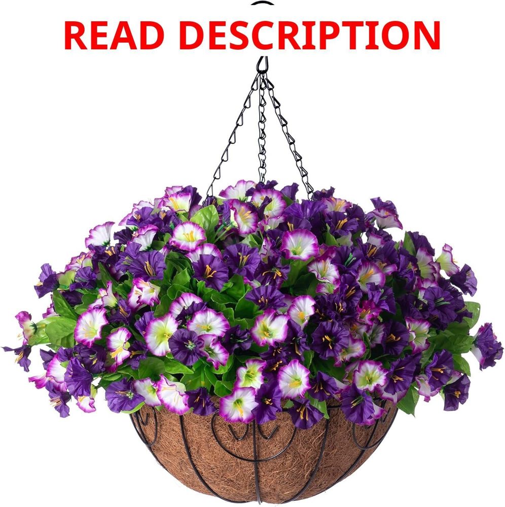 Ammyoo Artificial Hanging Flowers 12" Basket