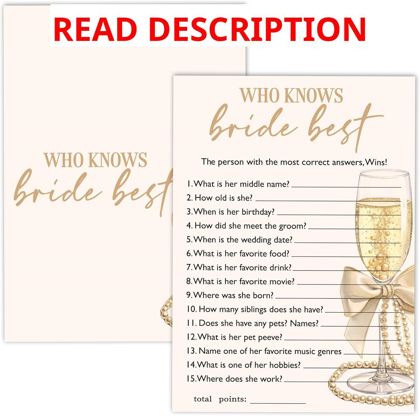 Bridal Shower Games: Who Knows Bride Best Cards