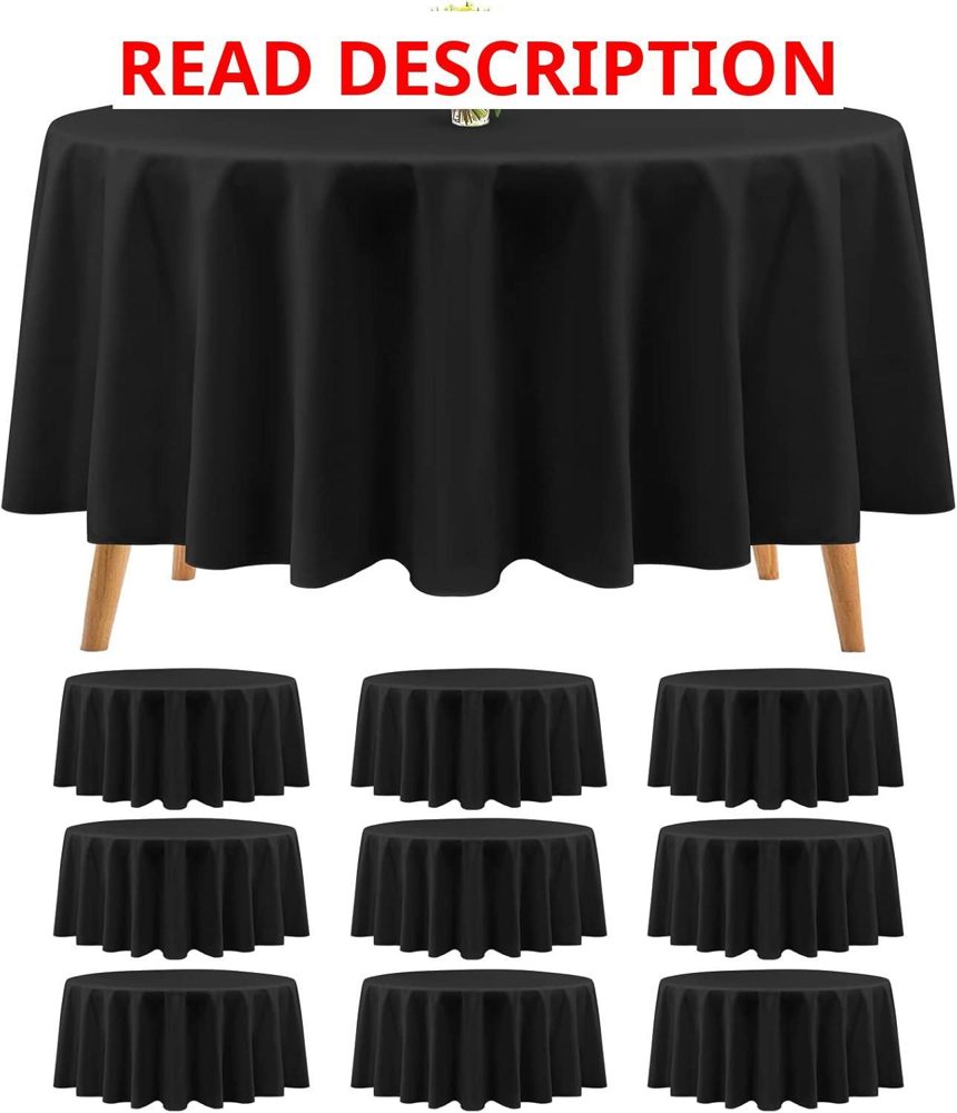 Teruntrue Premium Black Round Tablecloth 90"