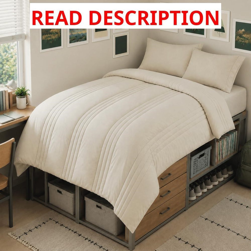 CozyLux Twin XL Comforter Set Beige 5 Pieces