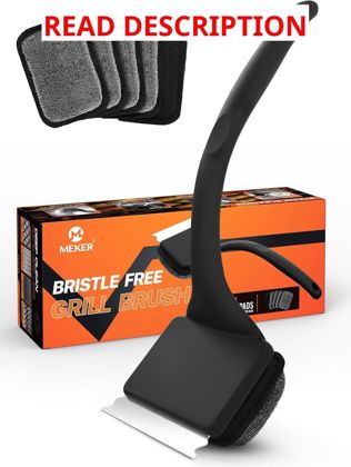 MEKER Bristle-Free Grill Brush + 5 Heads